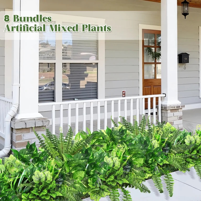 Scidweet 8 Pcs Artificial Plants, Fake Greenery Plants Large Bunches Faux Plastic Plants for Outd... | Walmart (US)