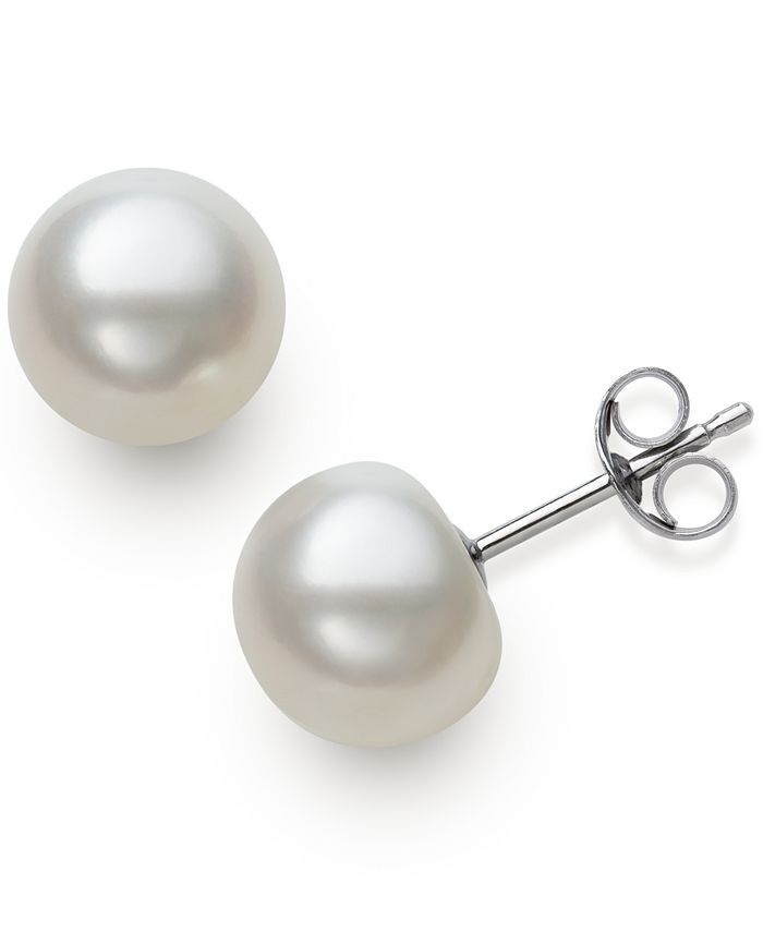 Belle de Mer Cultured Freshwater Button Pearl (8-9mm) Stud Earrings & Reviews - Earrings - Jewelr... | Macys (US)