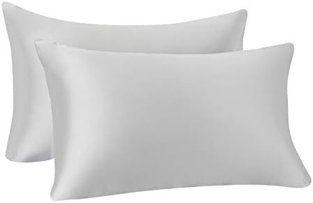 Amazon Basics Satin Pillowcases for Hair and Skin, Envelope Closure - Light Grey, Standard, Pack ... | Amazon (US)