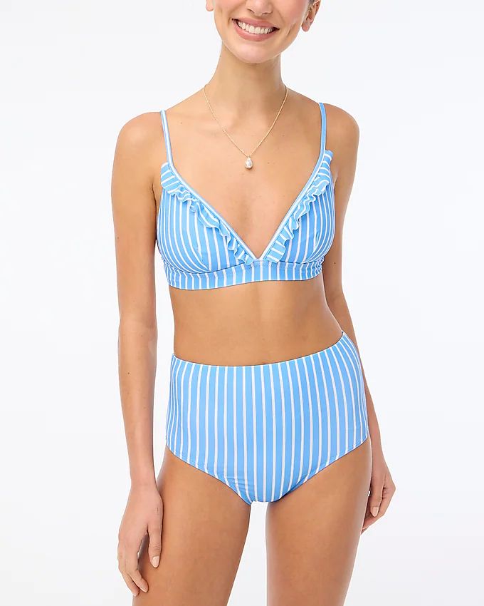 Striped high-waisted bikini bottom | J.Crew Factory
