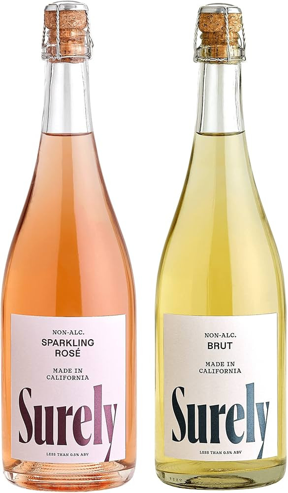 Surely Non Alcoholic Sparkling Brut and Rosé, Dealcoholized California Wine, Low Sugar, Gluten F... | Amazon (US)