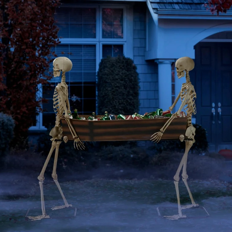 Way to Celebrate Halloween Skeleton Duo Carrying Coffin, 5' | Walmart (US)