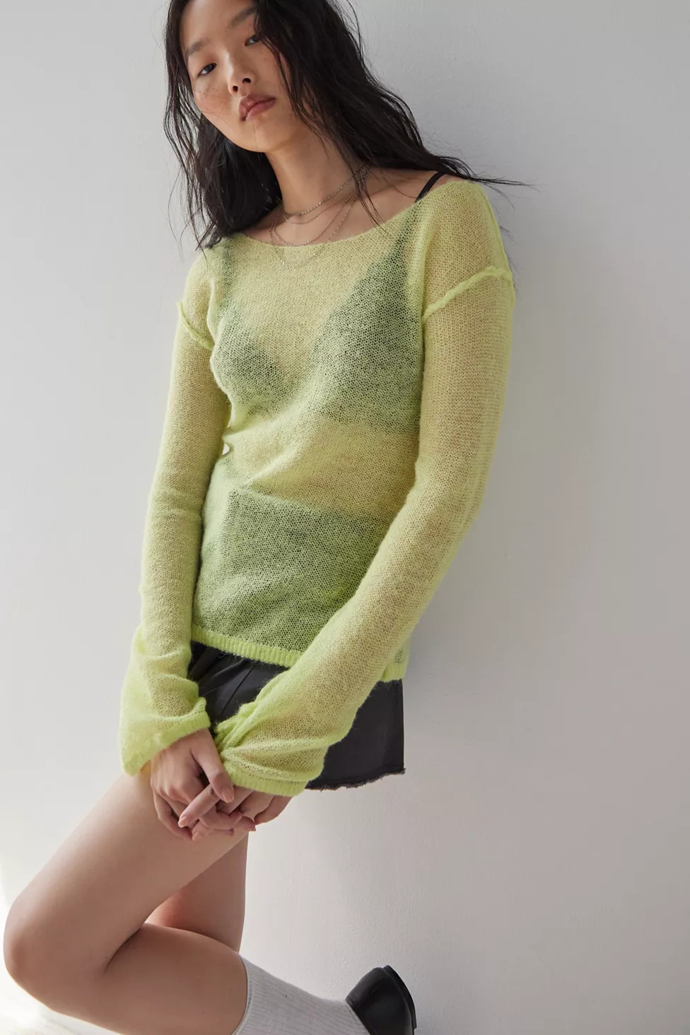 UO Santiago Semi-Sheer Asymmetrical Sweater | Urban Outfitters (US and RoW)