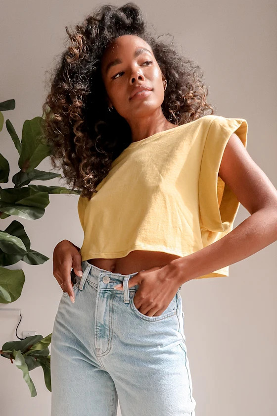 She's So Chill Mustard Yellow Cropped Muscle Tee | Lulus (US)