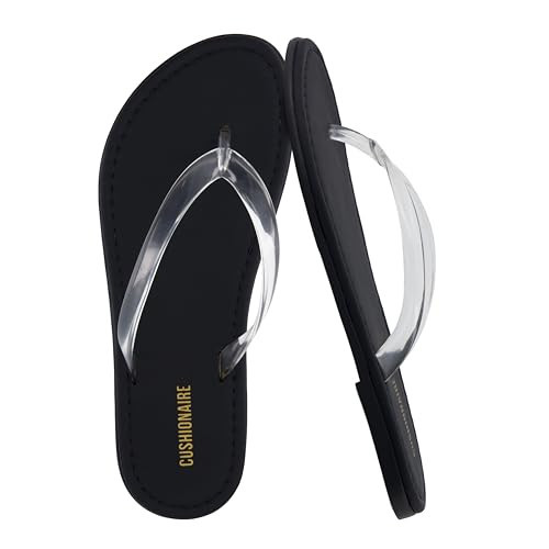 CUSHIONAIRE Surf Flip Flop Sandals for Women with Flexible Sole and Soft Jelly Strap, Lightweight Casual Slides, CLEAR 8 | Amazon (US)