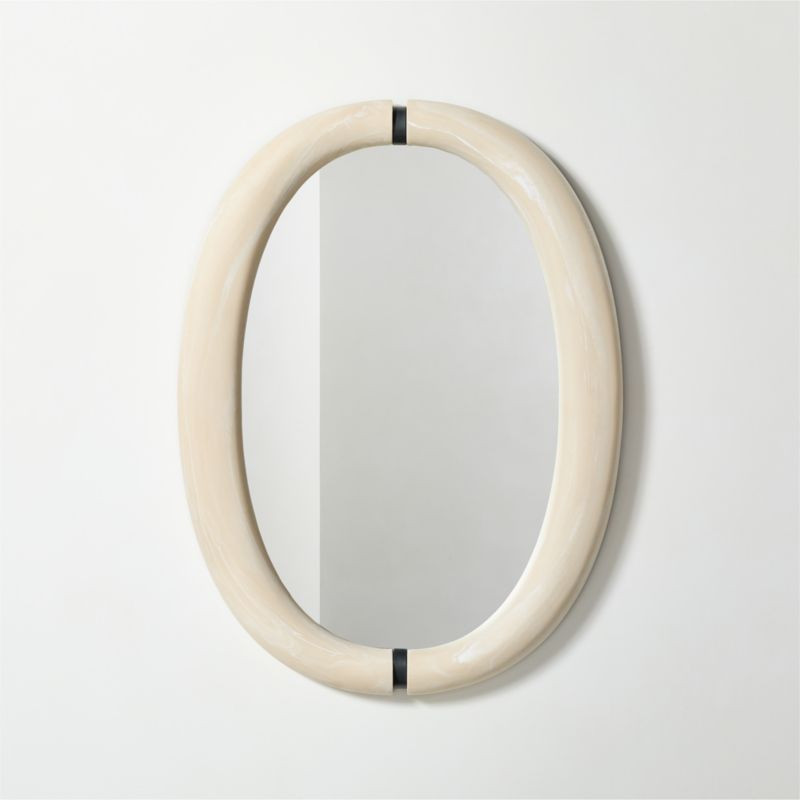Kaboshon White Swirled Resin Oval Wall Mirror 24"X32" | CB2 | CB2