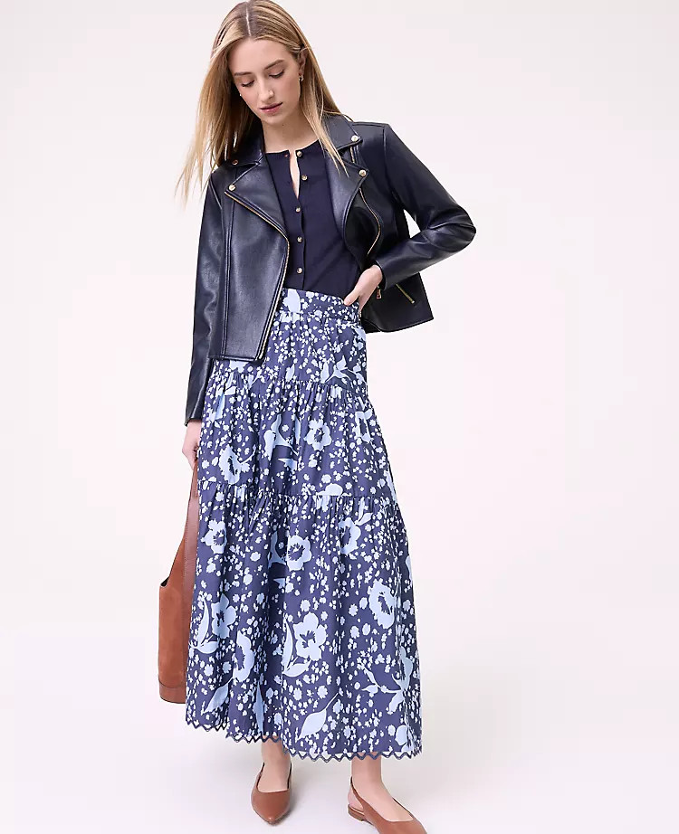 Weekend Collection Floral Tiered Skirt | Ann Taylor