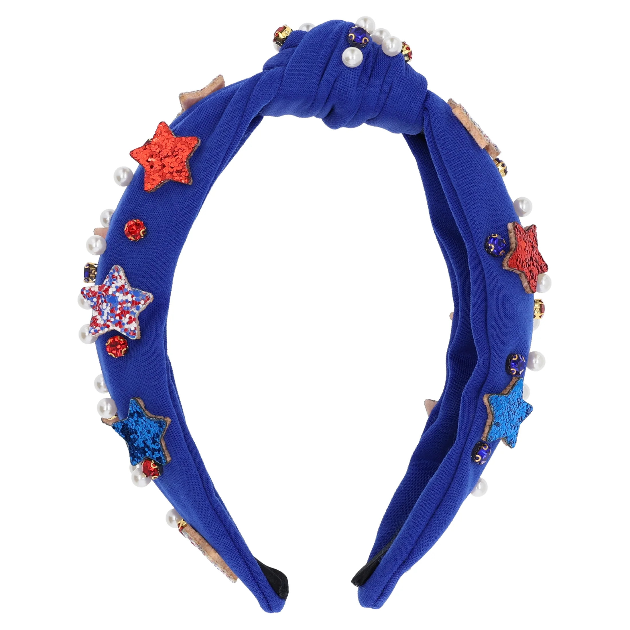 Patriotic Party Polyester Comfortable Blue Headband with Star, Beads, Gems, by Way to Celebrate | Walmart (US)