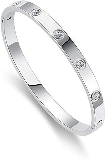 My Daily Styles Stainless Steel Womens Hinged CZ Bangle Bracelet Size 7 Inches | Amazon (US)