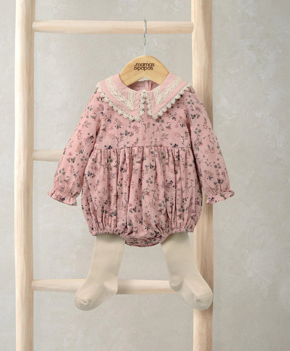 Bramble Print Romper & Tights Set (2 Pieces) - Pink | Mamas & Papas