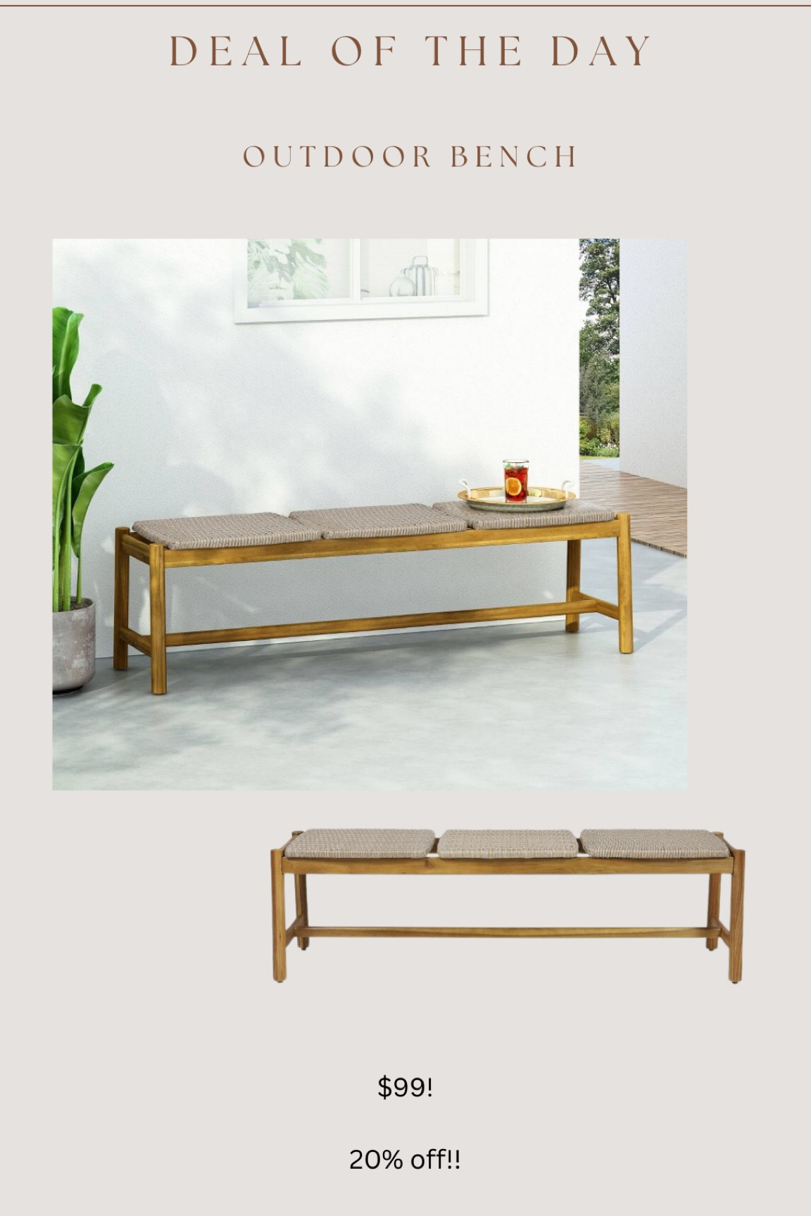 Just found this gorgeous target outdoor bench for 20% off!! 

#LTKHome #LTKSeasonal #LTKFindsUnder100