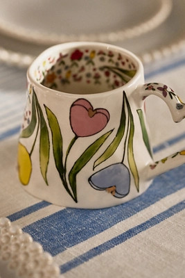 The Mud Fairy Blooming Hearts Stoneware Mug | Anthropologie (US)