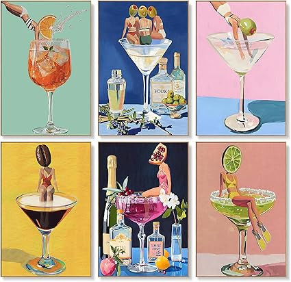 6 Pack Paint by Numbers Kit for Adults Beginners - 8x12 Inch Cocktail Adult Paint by Number Kits ... | Amazon (US)