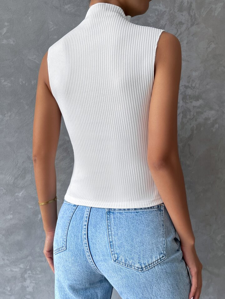 SHEIN Essnce Tank Top mit Stehkragen, Rippenstrick | SHEIN