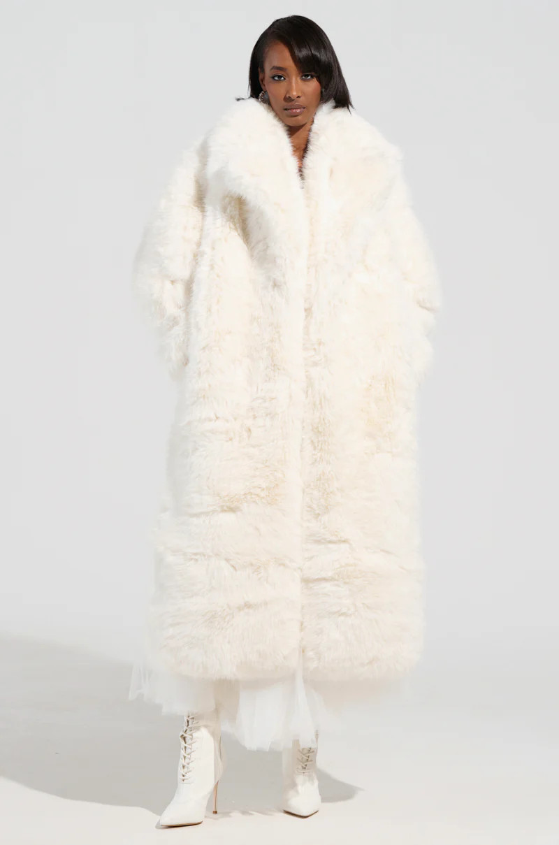 BCARDI LONG LUXE FAUX FUR TRENCH | AKIRA