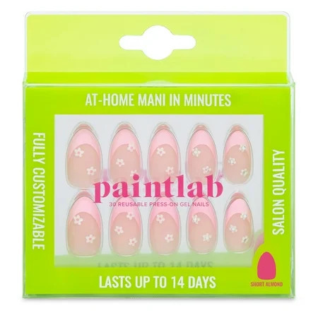 PaintLab Short Almond Press on False Nails 3D Daisy Glam Pink 30 Count | Walmart (US)