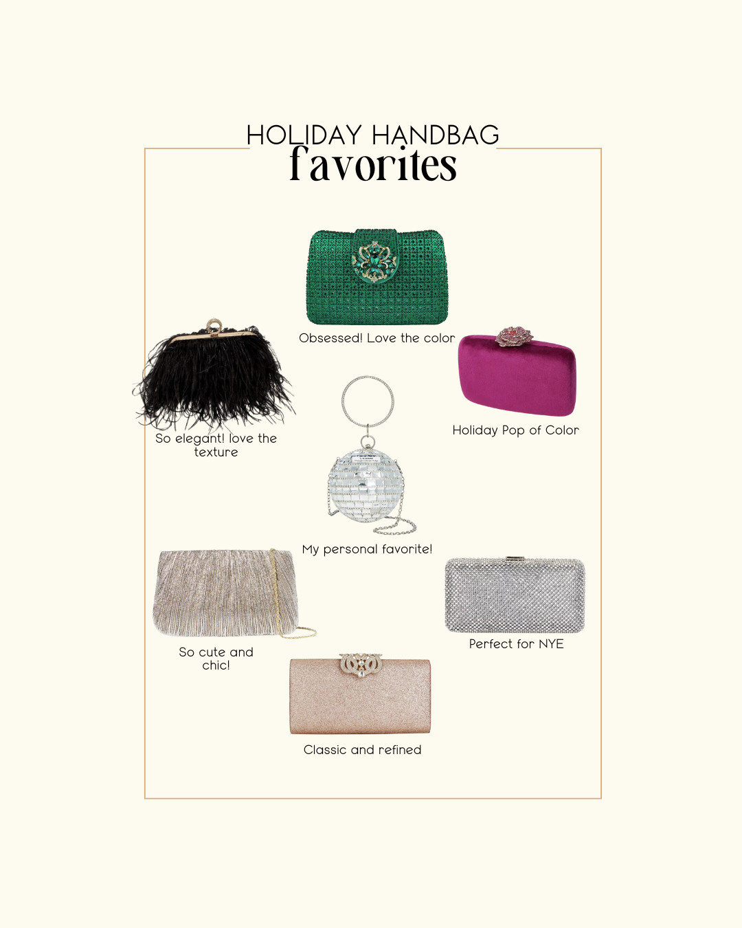 With the Holiday season here, it is a great time to update our chic handbag collection. These are made to elevate your outfit at any holiday soiree without breaking the bank.  

 #LTKCyberWeek #LTKGiftGuide #LTKHoliday