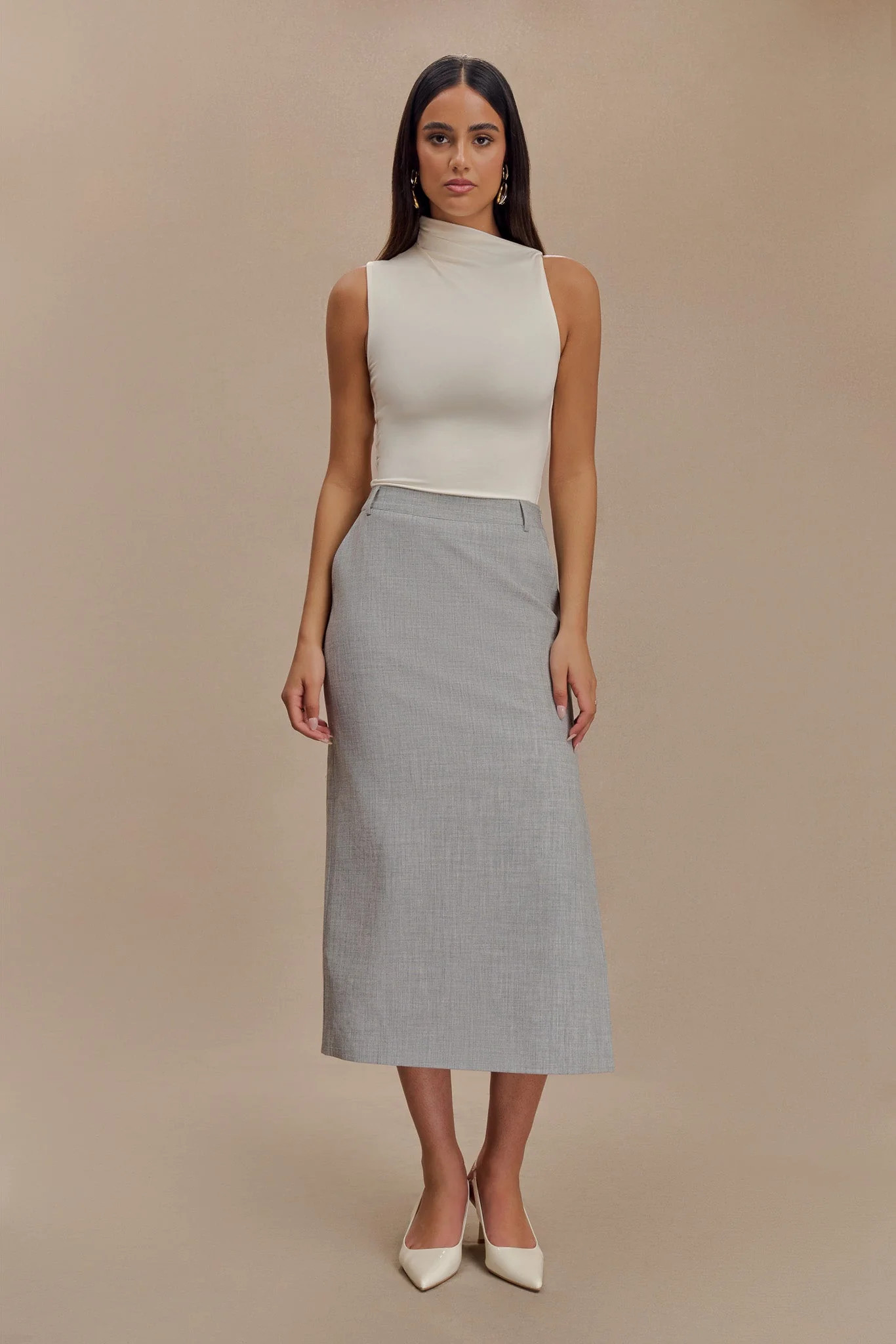 Ambrose Midi Skirt - Charcoal Marle | MESHKI US