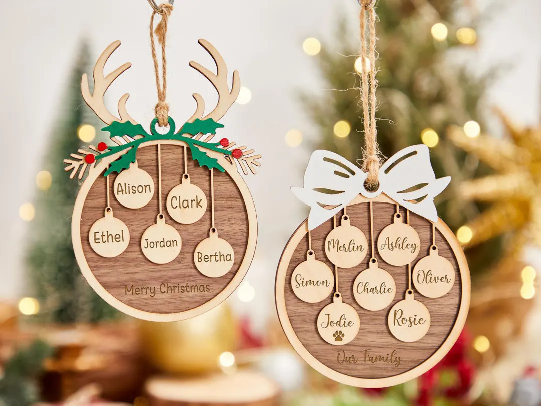 2024 Family Christmas Ornament Personalized Family and Pet Ornament Family Member Names Engraved ... | Etsy (US)
