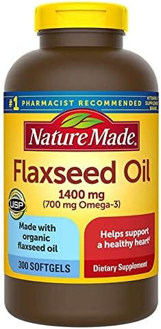 Nature Made Organic Flaxseed Oil, Omega-3-6-9 for Heart Health, 1400 mg, Liquid Softgels - 300 Co... | Amazon (US)