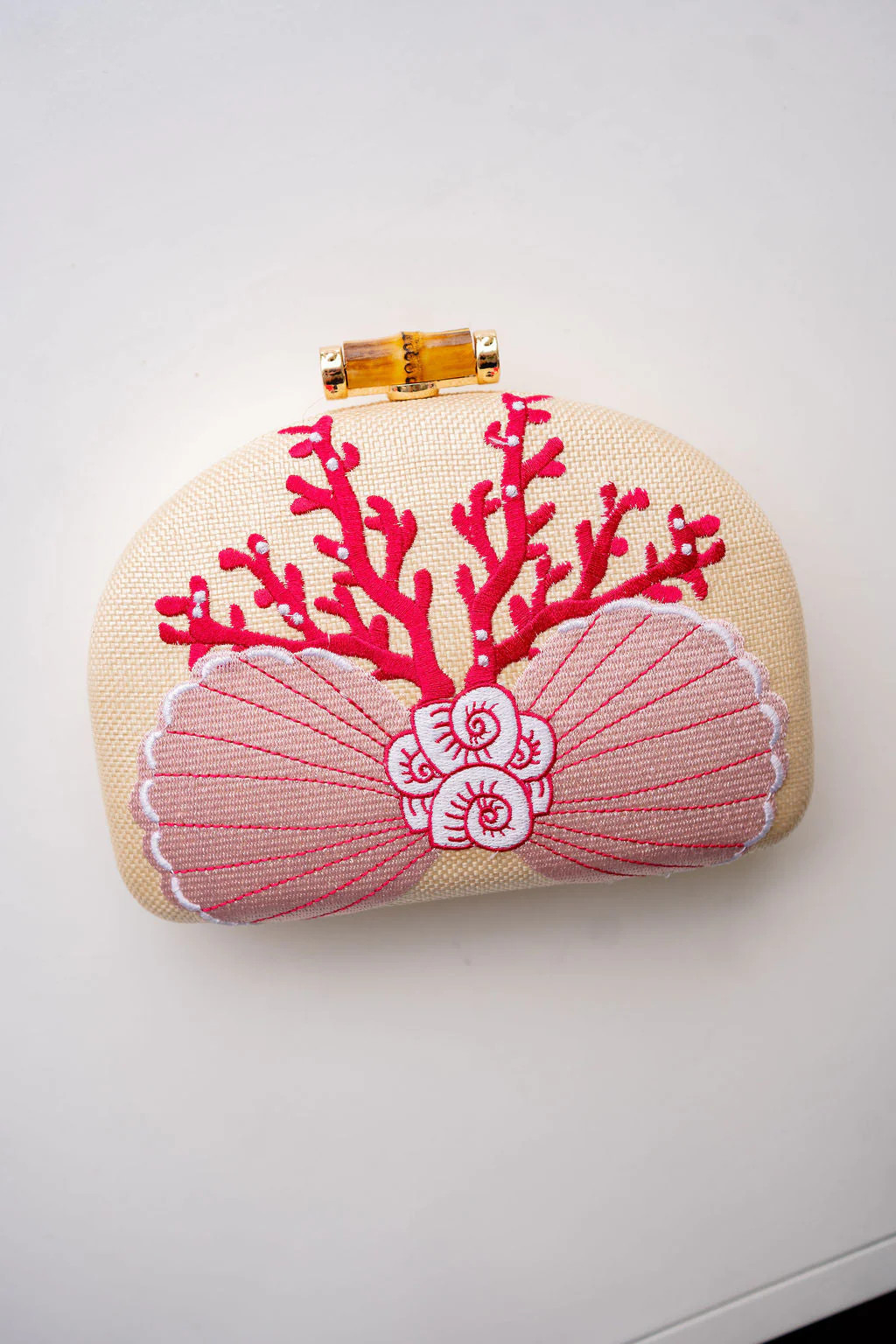 Coral and Shell Clutch- Embroidered | Lisi Lerch Inc