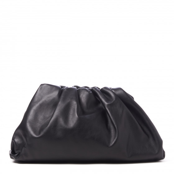BOTTEGA VENETA Smooth Butter Calf The Pouch Oversized Clutch Black | Fashionphile