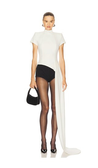 Nadine Merabi Top With Drape in White. - size 10/L | Revolve Clothing (Global)