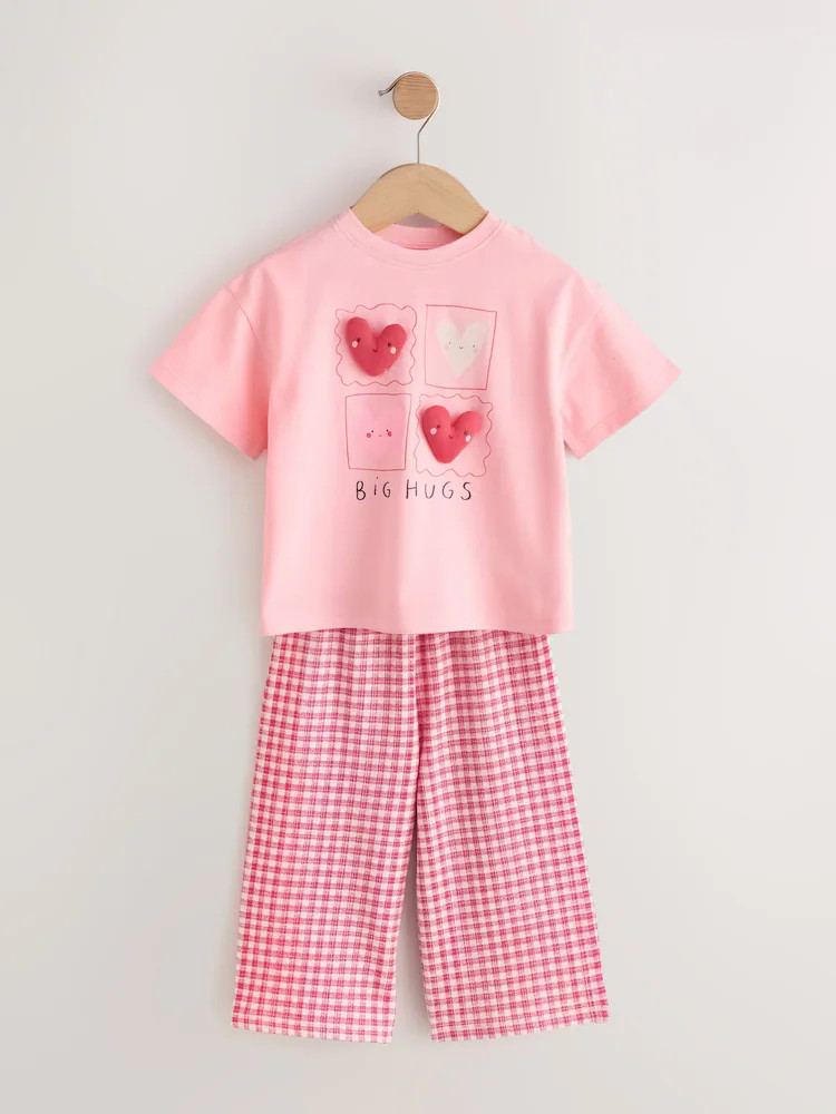 Pink Heart Gingham Top & Joggers Set (3mths-7yrs) | Next US
