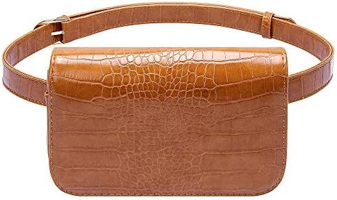 Badiya Women's Mini Waist Bag Fanny Packs Crocodile Leather Cell Phone Pocket (A New-brown) | Amazon (US)