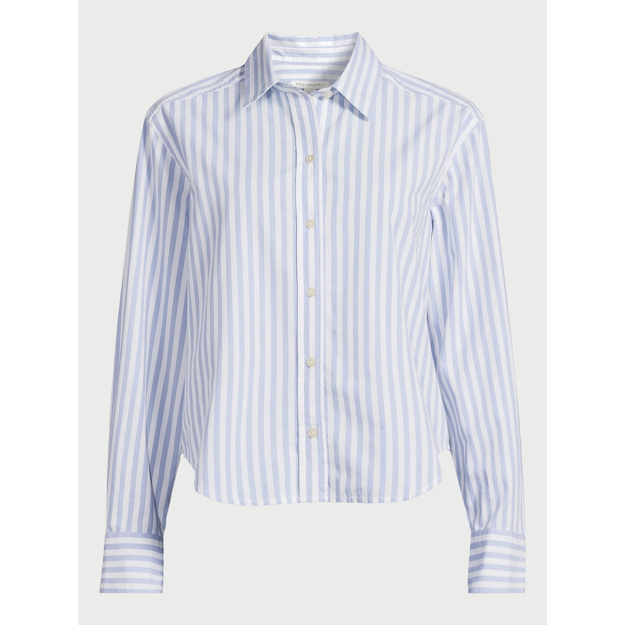 Free Assembly Women’s Cotton Cropped Button Down Shirt with Long Sleeves, Sizes XS-XXL | Walmart (US)