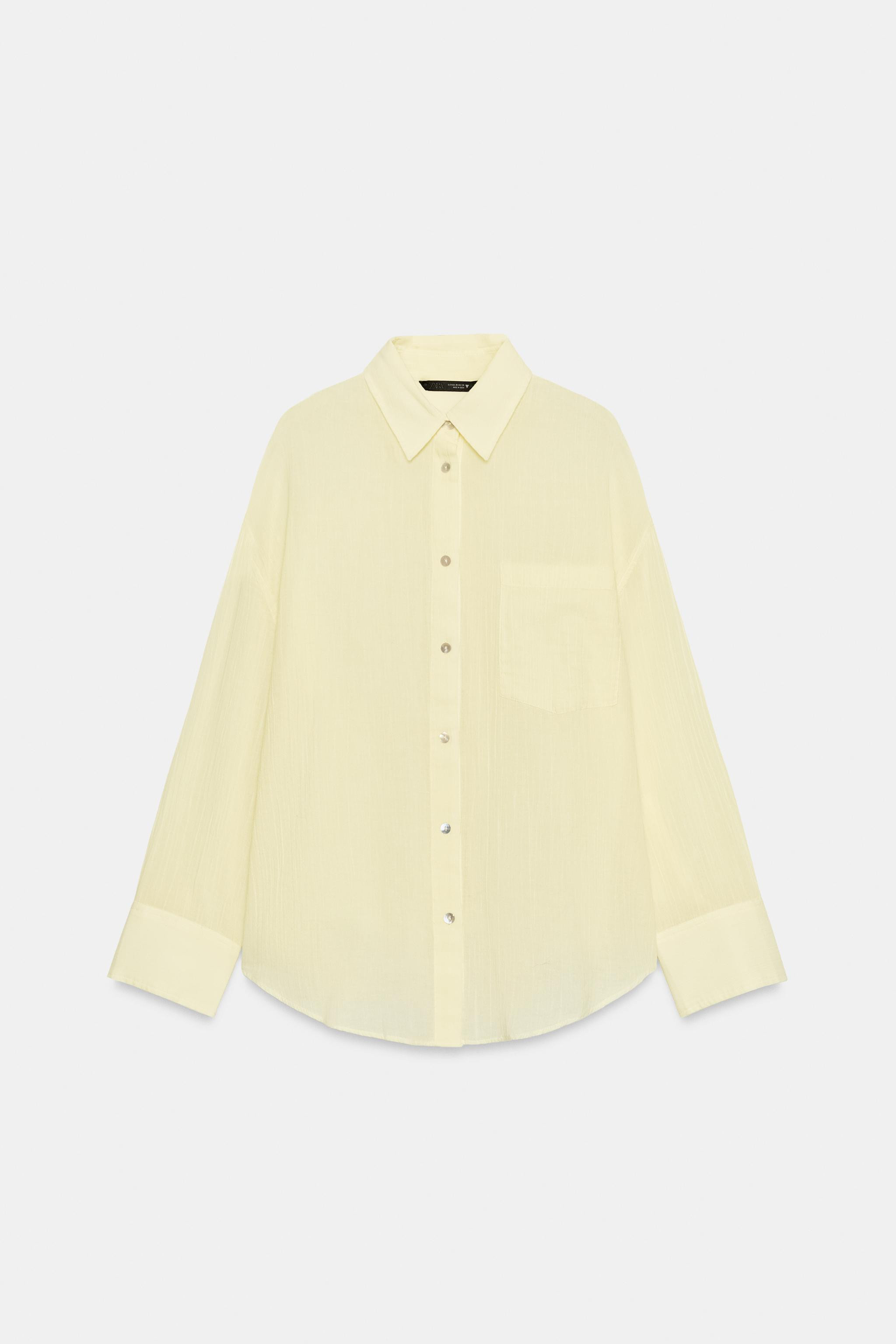 OVERSIZED GAUZE SHIRT WITH POCKET | Zara US