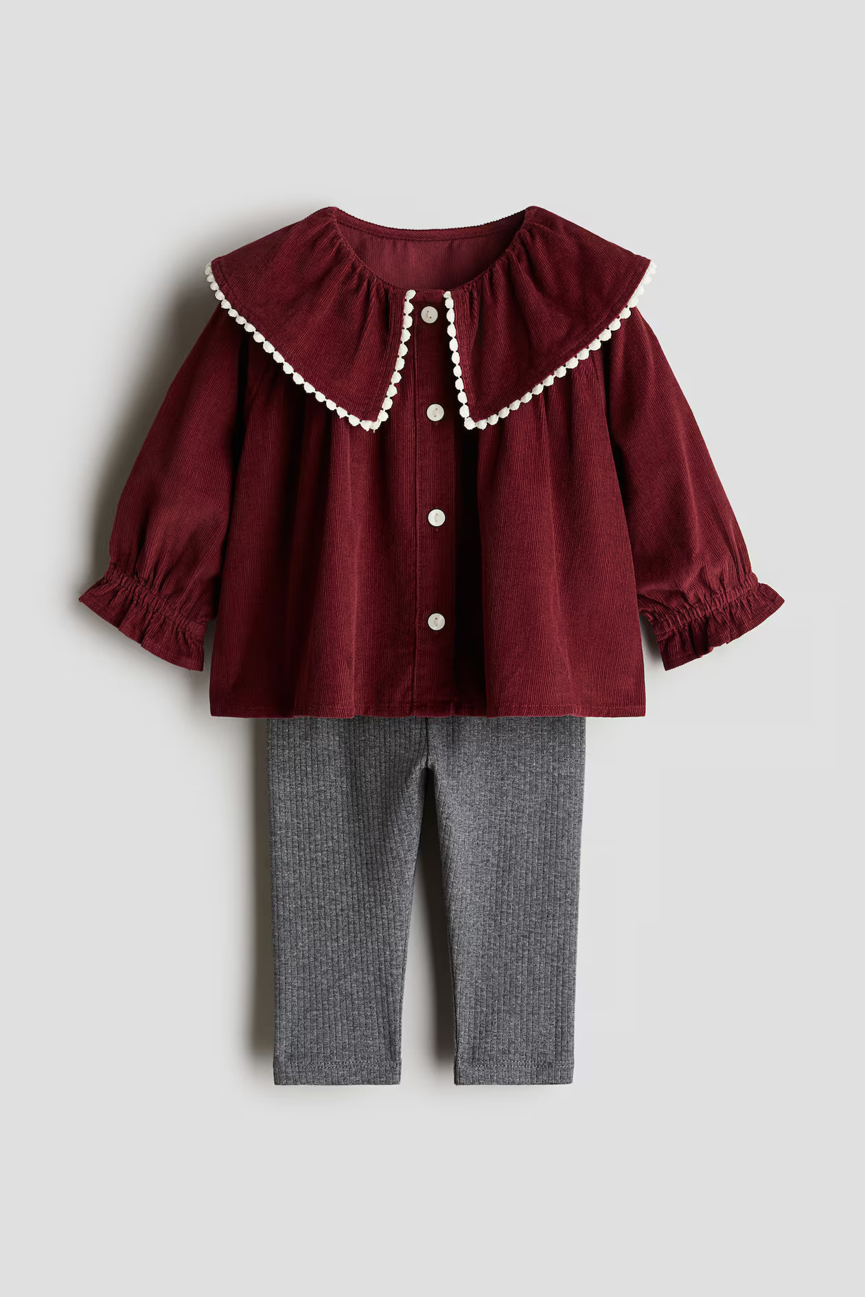 2-piece Blouse and Leggings Set - Dark red - Kids | H&M US | H&M (US + CA)