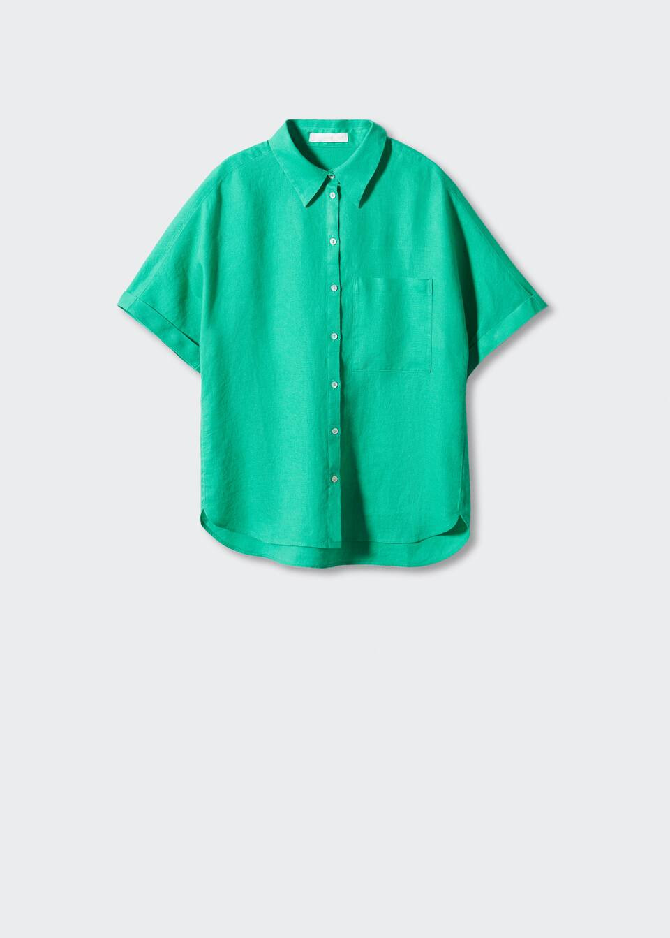 Camicia lino tasca -  Donna | Mango Italia | Mango IT