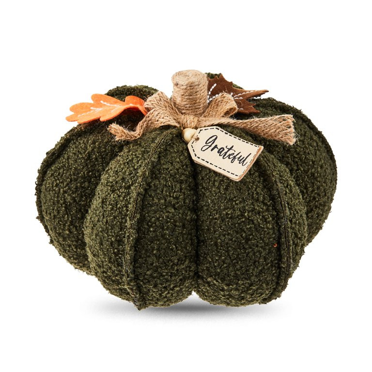 6 in Green Fabric Pumpkin Harvest Tabletop Decoration, Way to Celebrate | Walmart (US)