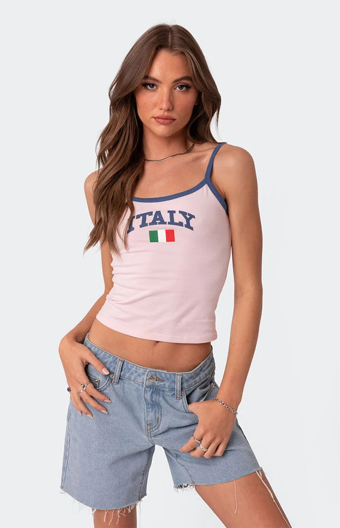 Edikted Women's Italy Tank Top in Light Pink - Size XS | PacSun