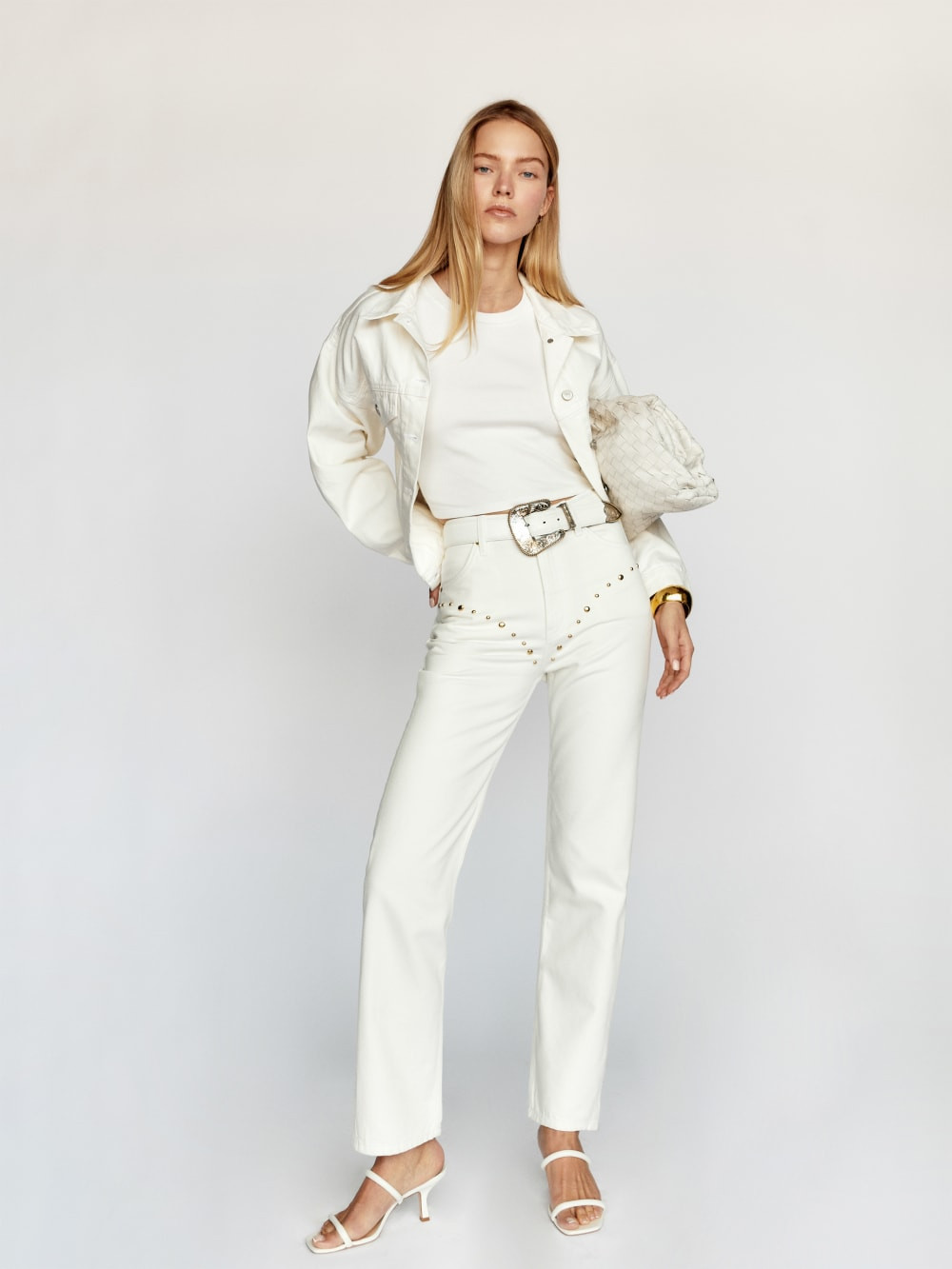 Cowboy Studded High Rise Straight Jeans | Reformation (Global)