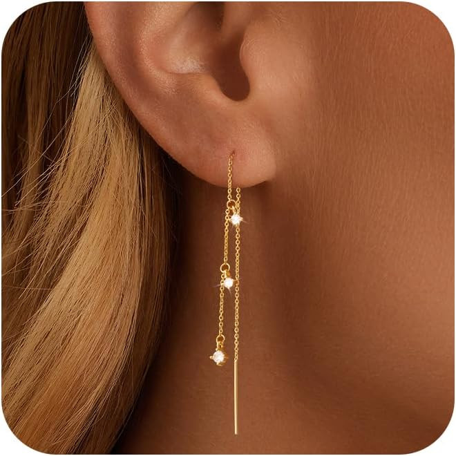 Dangle Earrings for Women Dainty Long Hanging Gold/Silver Chain Earrings Trendy Hypoallergenic Da... | Amazon (US)
