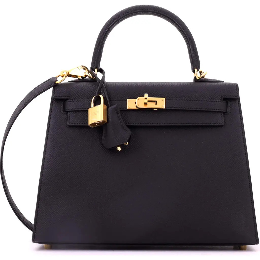 Pre-Owned Hermes Kelly Handbag Black Epsom with Gold Hardware 25 at Nordstrom, Size Small | Nordstrom