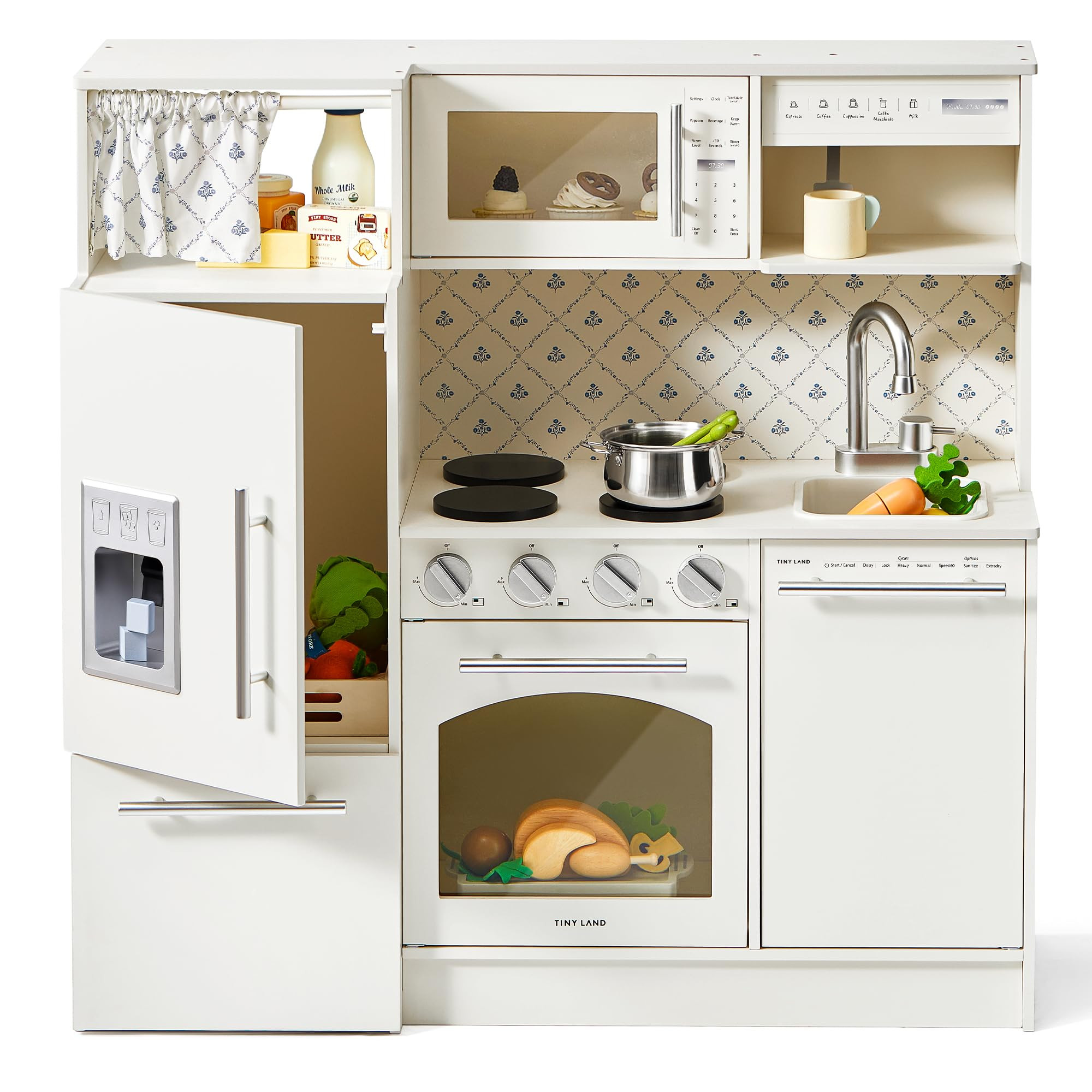 Tiny Land Play Kitchen for Kids, Upgraded Wooden Kitchen Toy with Complete Play Areas, Pretend Co... | Amazon (US)