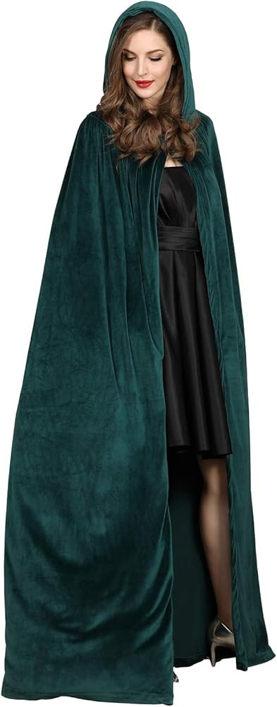 Unisex-Adult Hooded Cloak Velvet with Lined Hood Full Length Halloween Costume | Amazon (US)