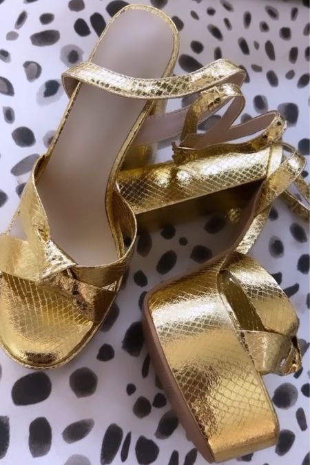 Holiday, platform, gold, heels, chunky, Christmas 

#LTKHoliday #LTKunder50 #LTKshoecrush