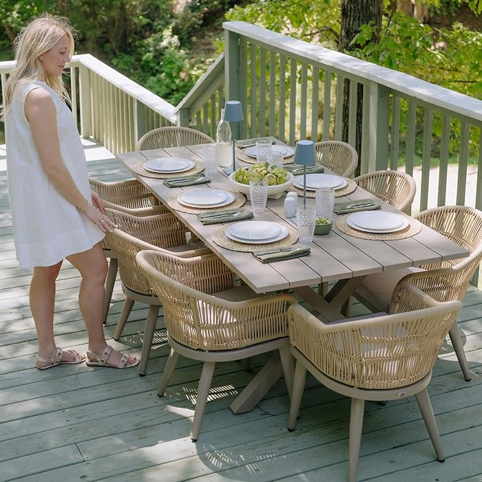 PURPLE LEAF 9 Pieces Outdoor Dining Set with Patio Aluminium Dining Table and Woven Rattan Chairs... | Amazon (US)