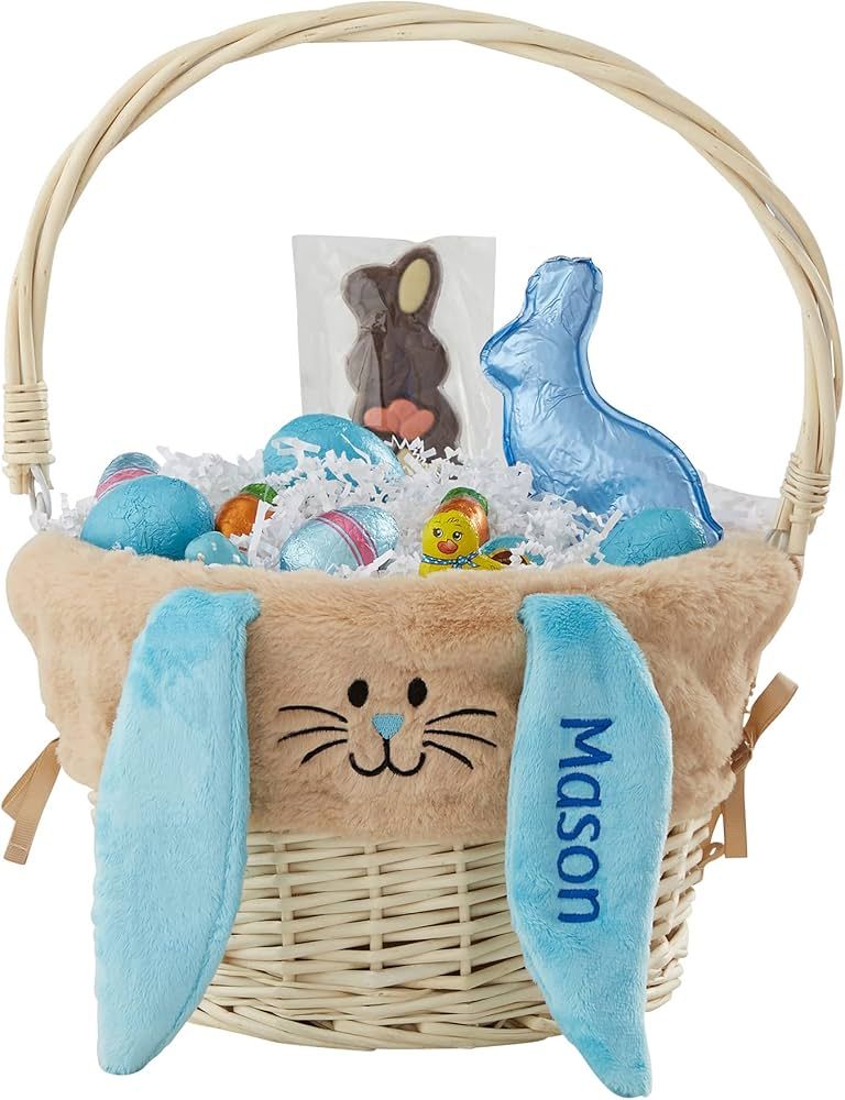 Personalization Universe Hand-Woven Easter Basket with Folding Handle & Personalized Bunny Liner ... | Amazon (US)