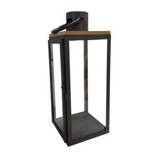 14.5" Black Metal Lantern with Wooden Top by Ashland® | Michaels Stores