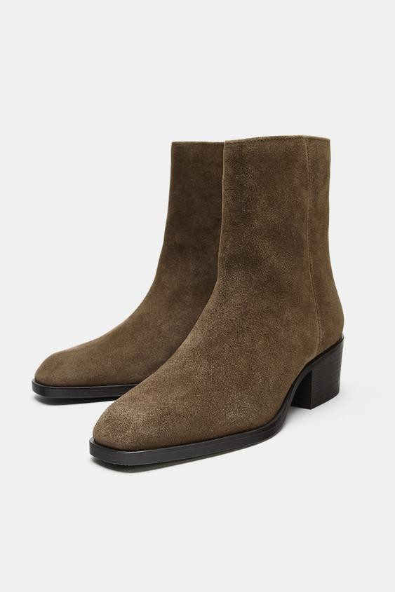 SUEDE HEELED ANKLE BOOTS | Zara Canada