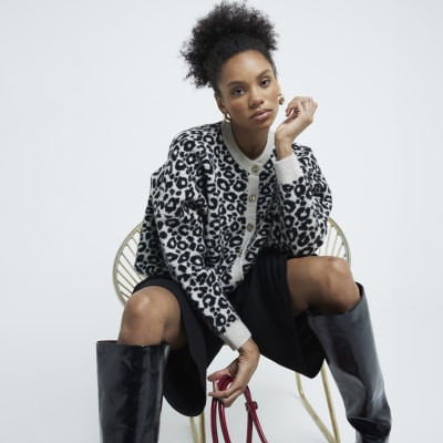 Cream Long Sleeve Leopard Print Cardigan | River Island UK & IE