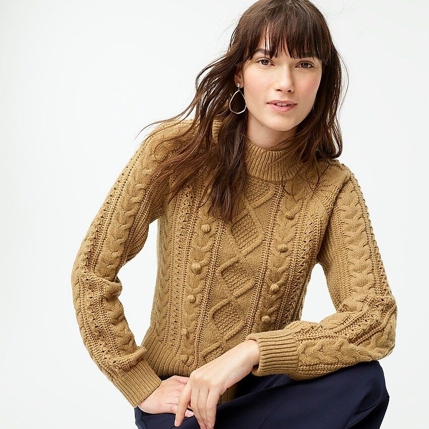 Pom-pom cable-knit sweater | J.Crew US