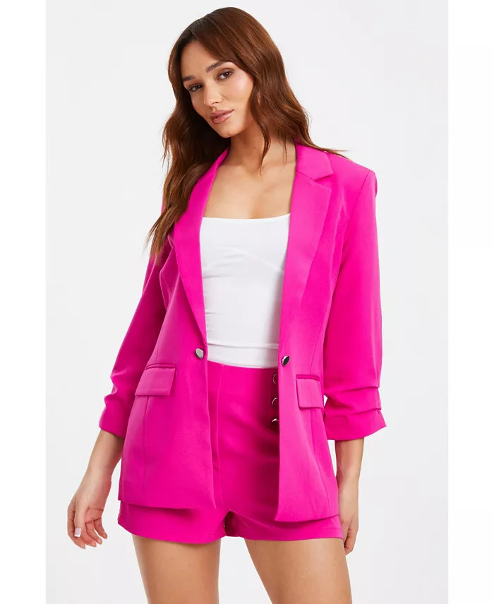 QUIZ Women's Ruched Sleeve Tailored Blazer - Macy's | Macy's