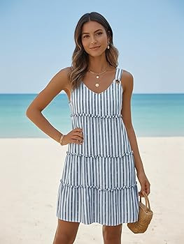 ETCYY Sundresses for Women 2026 Vacation Swimsuit Cover Ups Boho Floral Beach Dress T-Shirts Tank... | Amazon (US)