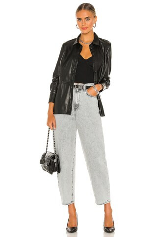 Faux Leather Shirt in Black | Revolve Clothing (Global)